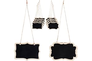 APAUSVCM 10Pcs Blackboard Decanter Tags, Wooden Mini Chalkboard Signs Double-Sided Blackboard with Hanging String Erasable Small Message Boards Labels for Wedding Party Wine Bottle Table Numbers Plants