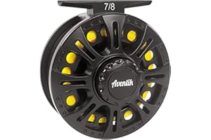 Aventik HVCE Graphite Fly Reel Center Drag System Classic III Graphite Large Arbor Sizes 3/4, 5/6, 7/8 Fly Fishing Reels