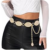 Xiokyo Bling Rhinestone Concho Belt Heavy Metal Western Crystal Chain Belt Cowgirl Sparkly Waist Chain for Women