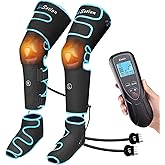 Leg Massager with Air Compression & Heat, Calf & Foot Massager for Circulation and Pain, Compression Boots with Video Wearing Guide, Update Controller with 6 Modes & 3 Heating Levels, Gift for Mom