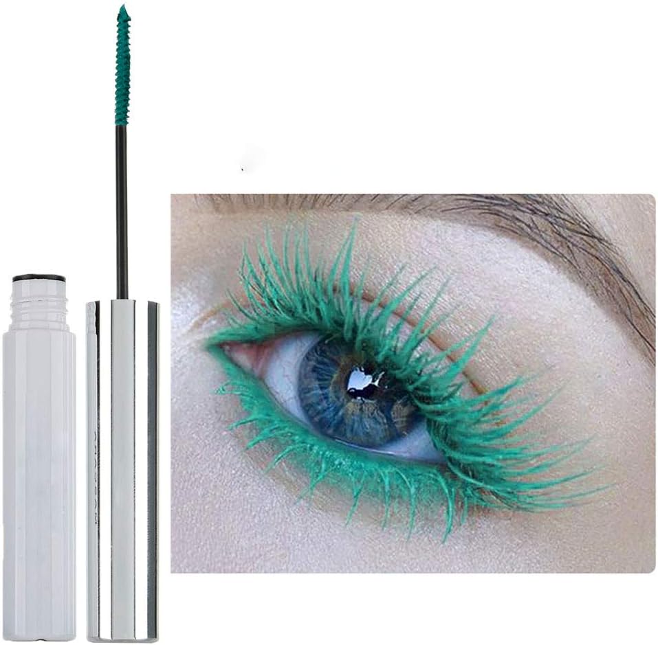 Kisshine Colorful Mascara 5 Color Rainbow Colorful Fiber Mascara Charming Longlasting Thick & Long Eyelash Waterproof and Smudge-Proof Eyes Makeup Gift For Women and Girls Pack of 1 (B-Green 6#)