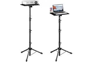 JSungo Tall Projector Stand Heavy-duty from 23.5" to 63.5" with Safety Latch, Projector Tripod with Gooseneck Phone Holder, Laptop Stand Adjustable Height, Outdoor Projector Stand for Stage, Studio