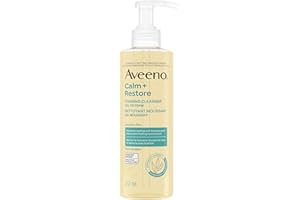 Aveeno Calm + Restore Foaming Cleanser for Sensitive Skin, Daily Face Wash Gently Removes Makeup & Cleanses Skin with Soothin