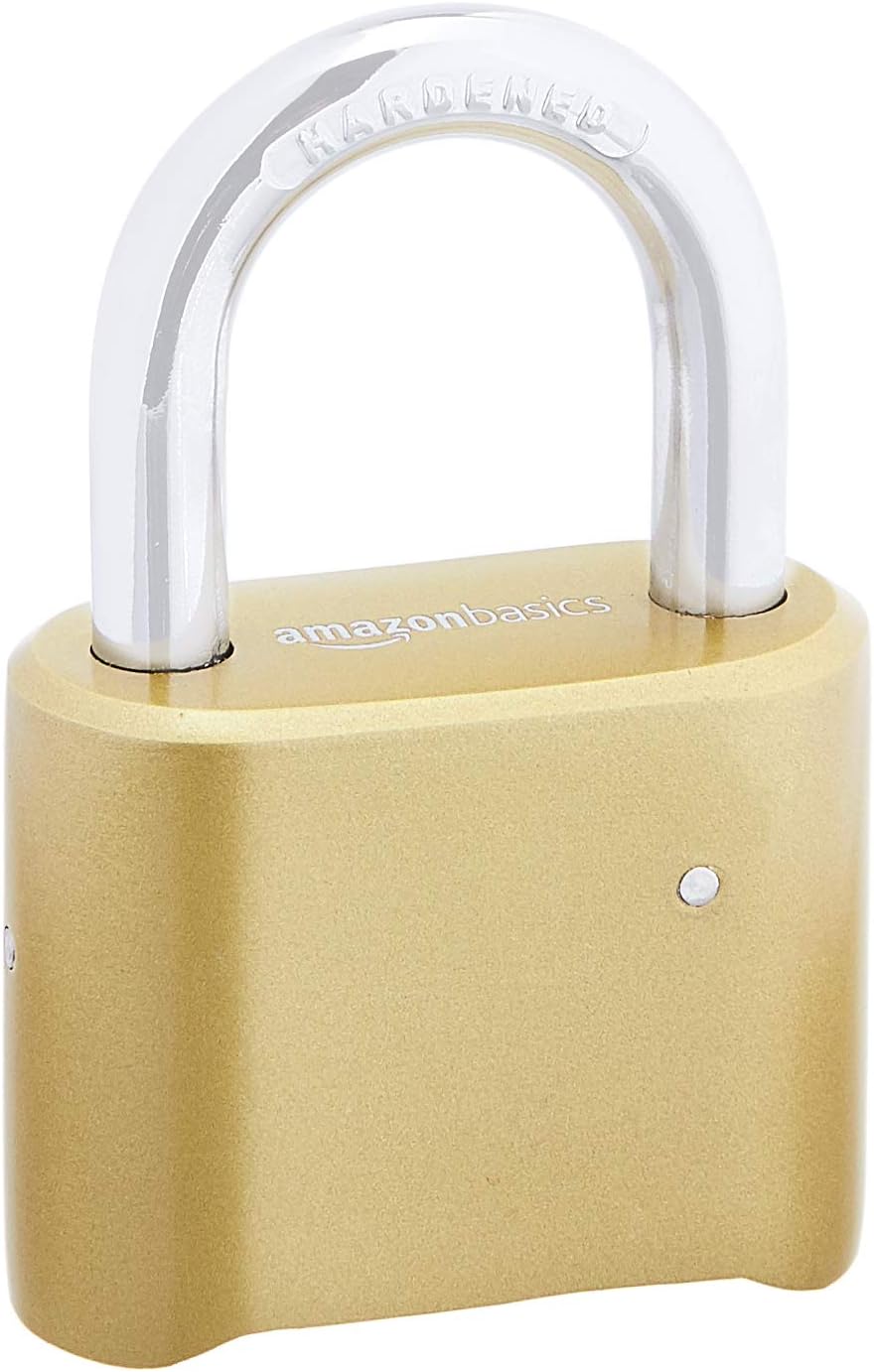 Basics 2-inch 4-Digit Combination Padlock, Gold, 1-Pack - - 