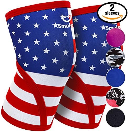 Women’s Athletics & Weightlifting Non Slip Compression Knee Sleeves 1 Pair Great Support & Effective Relief from Muscle Pain & Fatigue Star & Stripe, M