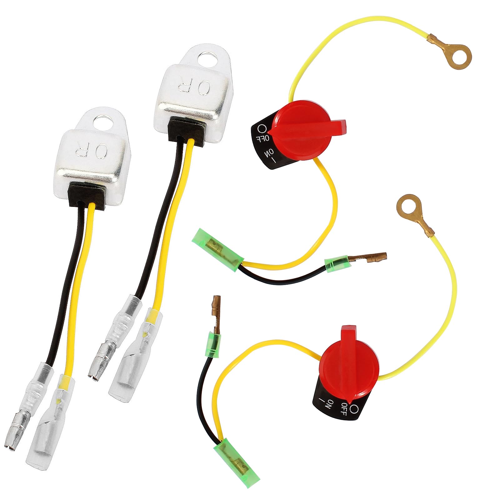 QAZAKY Low Oil Alert Sensor + On/Off Engine Stop Kill Switch Control Compatible with GX160 GX200 GX240 GX270 GX340 GX390 5.5HP 6.5HP 8HP 9HP 11HP 13HP Motor Generator Water Pump Lawnmower Trimmer Bike