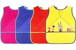 Guiqulai Art Smock for Kids Painting Aprons Sleeveless Painting Smocks Kids Art Aprons with 3 Pocket for Age 3-8 Years