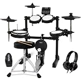 Xkorce Electronic Drum Set Electric Drum Kit with 4 Quiet Mesh Pads and 6" Kick Drum, 360 Sounds, Headphones, Sticks, Dual Bluetooth function, Suit for Beginner