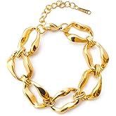 Jemjosh Gold Bracelets for Women Trendy, 14K Real Gold Plated Stainless Steel Rolo Chain Bracelet Trendy Minimalist Dainty Adjustable Link Chain Gifts