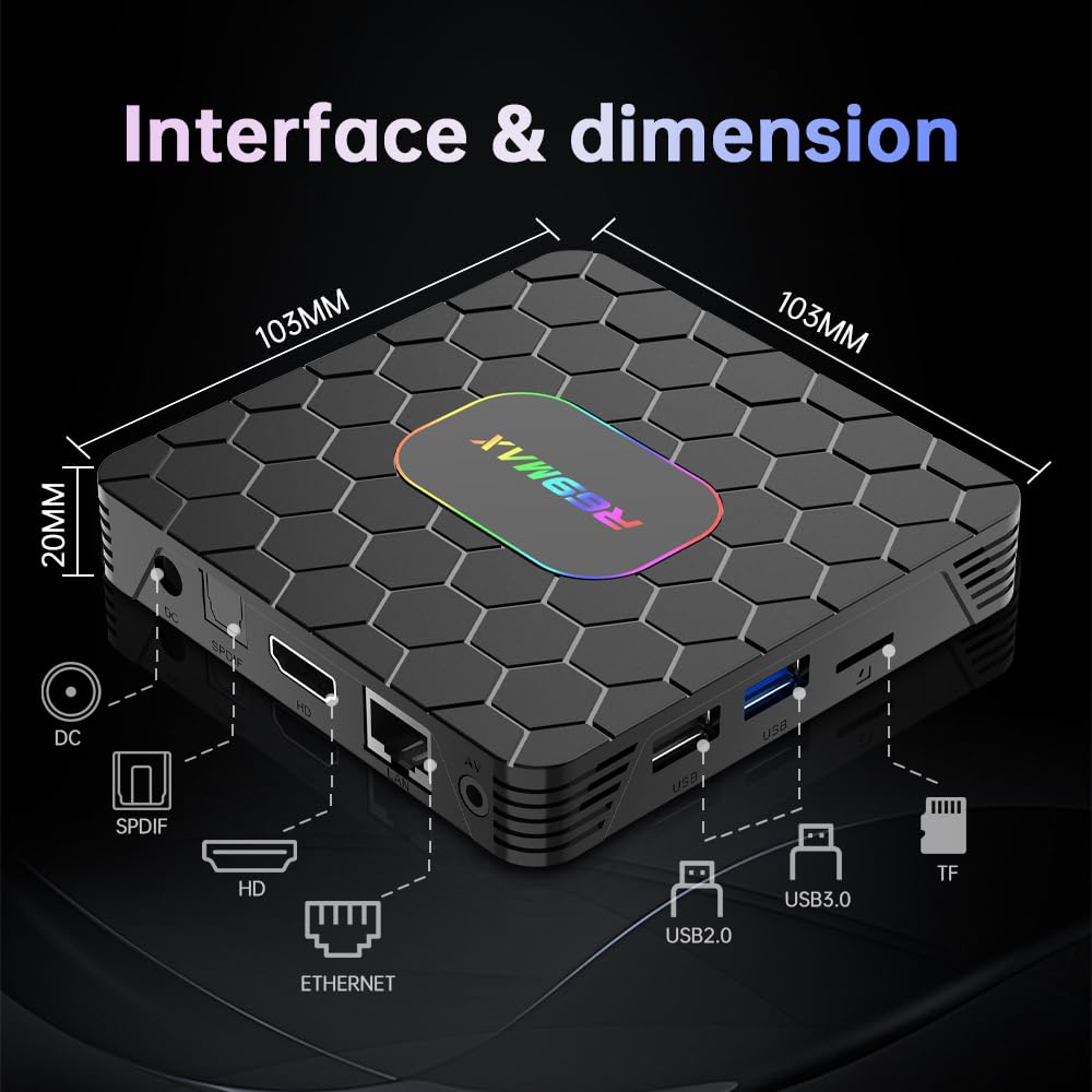 Android 14 TV Box 2025, R69 Max Android Box with 4GB RAM 32GB ROM RK3528 Quad-Core for Smart TV, 8K HD Video Decoding & HDR 10 Video Output ，Support WiFi6 2.4Ghz/5.0Ghz BT 5.0 TV Box