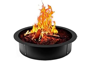 AHLOKI fire Pit Ring Insert - Heavy-Duty Steel Outdoor fire Ring - DIY Above or in-ground Liner - Portable Round fire Pit Liner - for Backyard use,36x30x10 inch