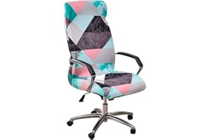 GOSTADY Office Chair Covers Stretch Computer Chair Slipcover Printed Removable Boss Chair Seat Cushion Protectors with Zipper for Armrest Chair Universal Rotating Chair