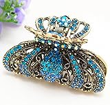 Vintage Blue color Swarovski Crystal Butterfly Hair Claw Clip 89