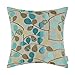 CaliTime Throw Pillow Covers Luxury Chenille Cute Leaves Decorative Cushion Case Shell for Couch Sofa Home 20 X 20 Inches Ecru Teal