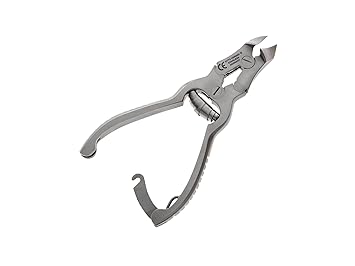 Nagelzange mit doppelter Übersetzung Modell Kopfschneider 12 cm aus rostfreiem Edelstahl für starke Fußnägel mit Pufferfeder 