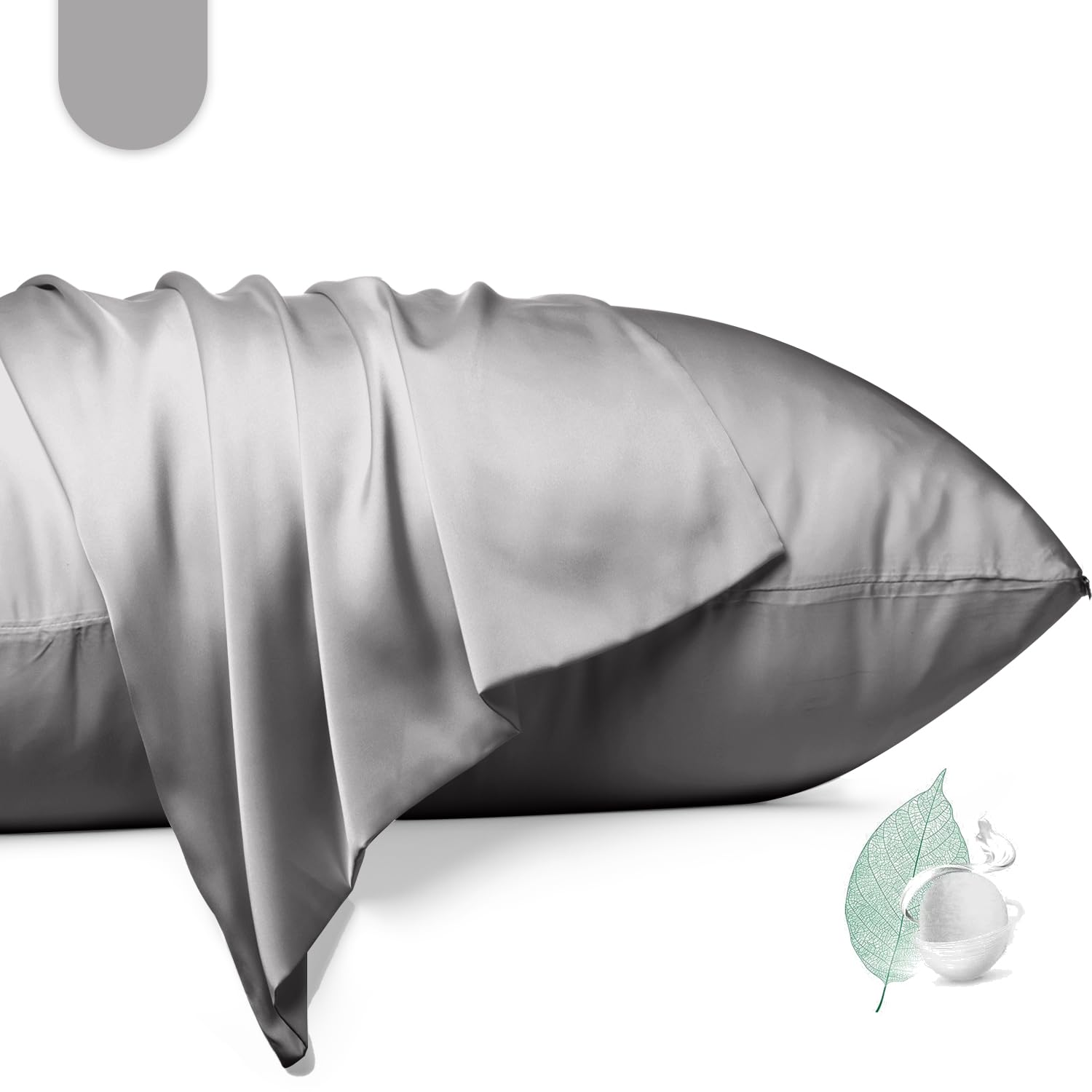 Photo 1 of 100% Mulberry Silk Pillowcase 2 Pack,Standard Size Silk Pillow Cases for Hair and Skin,Silky Smooth Bed Pillow Cover with Hidden Zipper,Natural Silk Pillow Case Set of 2 (Gray, Standard 20X26)