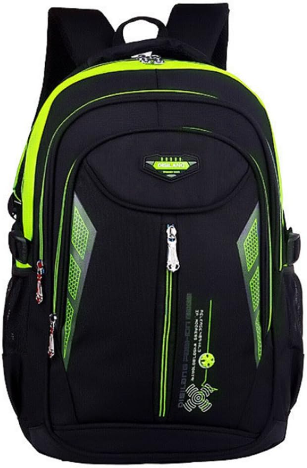 Student School Backpack for Boys for Kid Child Student School Bookbag Outdoor Daypack (Black Green)