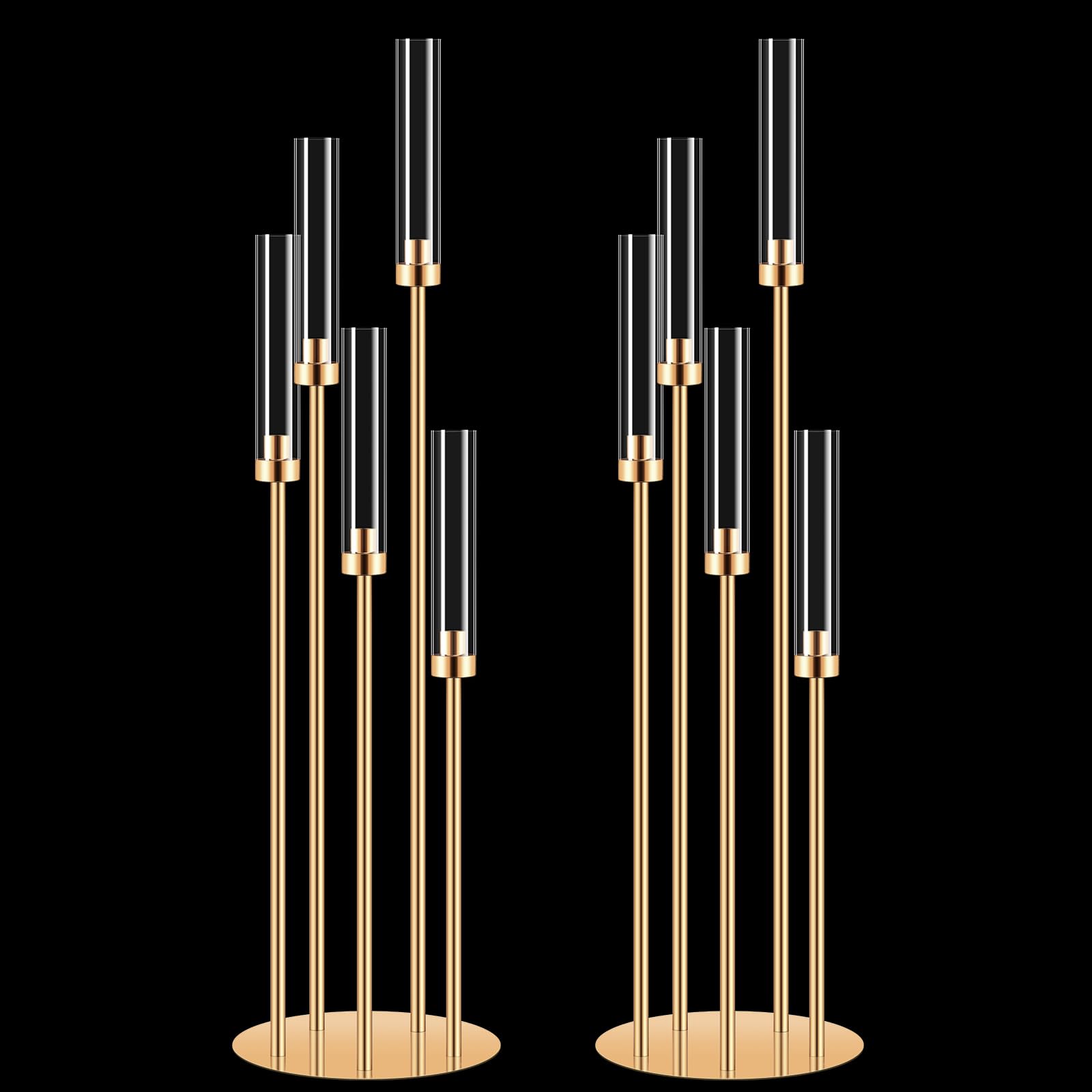 Photo 1 of 2 Set 5 Arm Gold Candle Holder with Acrylic Lampshade, 41.3'' Tall Candlesticks Holder for Christmas Wedding Housewarming Gift,Metal Candle Holders Candlestick Centerpiece,Fit 0.87'' LED Candle