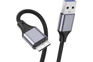Micro USB 3.0 Cable 1.5FT, USB A Male to Micro B Hard Drive Cable Compatible with Galaxy S5, Note 3, Toshiba Canvio, Camera, 