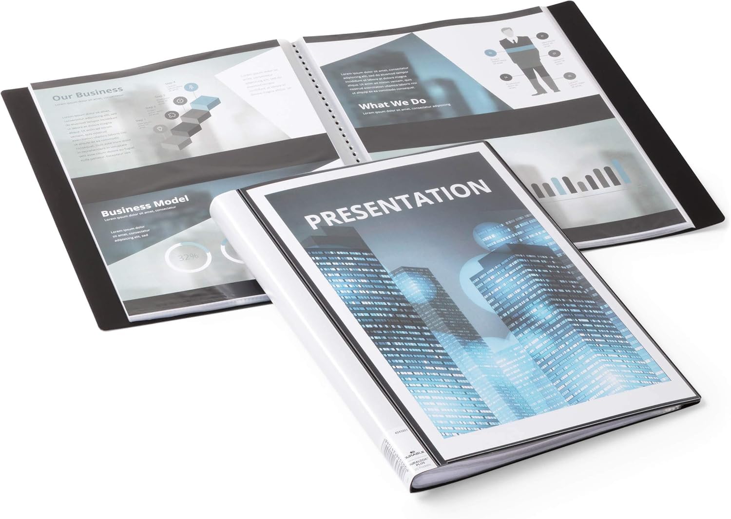 Durable DURALOOK PLUS 20 Pocket Display Book Portfolio - 5 Pack - A4 Black - Perfect for Presenting Projects and Homework in Schools and Universities — image 1