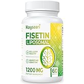 Kayseari Fisetin 1200mg Liposomal Fisetin Supplements 98% Pure Fisetin Polyphenols Antioxidants Immunity Health Aging Cognitive Support Non-GMO 60 Capsules