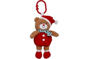Baby Starters Magic Years Bear Chime Toy with Pull and Jiggle Vibration Feature and Travel Hook, Christmas Red, 9 inch