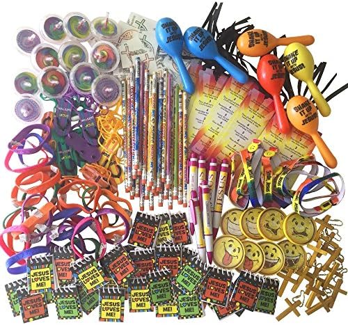 260-Piece Kids Christian Religious Party Favor Toy Supplies For Sunday School Gifts With Bulk Stickers, Bracelets, And Bookmarks For Boy And Girl Church Activities