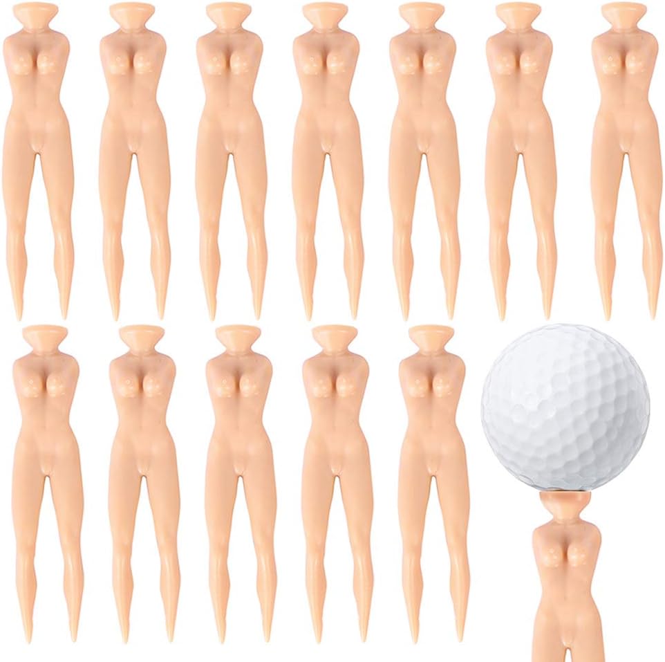 Skystuff 12Pcs Golf Ball Holder Golf Tee Novelty Nude Golf Tees Model for Xmas Stocking Filler