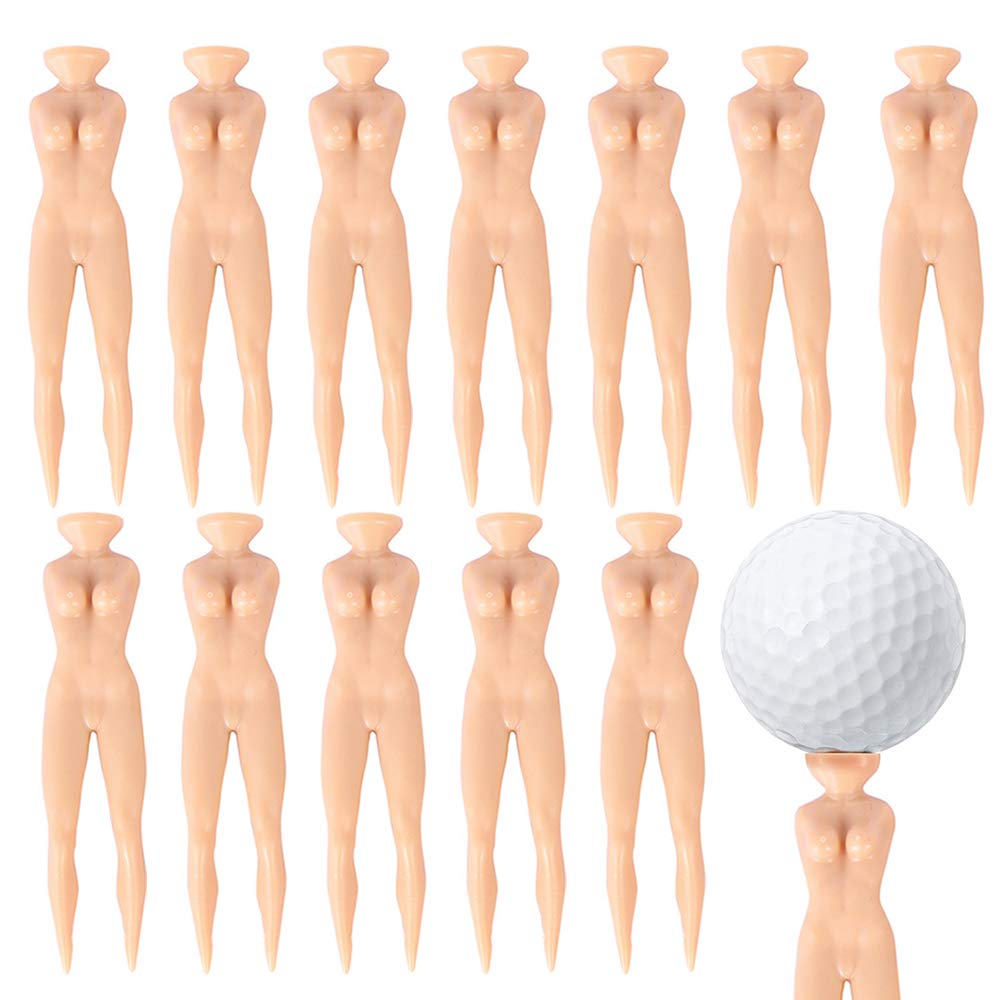 Skystuff 12Pcs Golf Ball Holder Golf Tee Novelty Nude Golf Tees Model for Xmas Stocking Filler