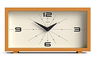 JONES CLOCKS® Odeon Desk Clock | Modern Rectangular Design | Mustard Yellow | Stylish Retro Look for Shelf, Table, Mantel or Bedside
