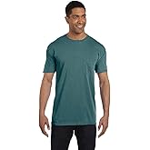 Comfort Colors Men's Adult Short Sleeve Pocket Tee, Style 6030 (Large, Emerald)
