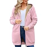 VXVGER Women's Long Fleece Hoodie Winter Warm Casual Jacket Zip up Soft Sherpa Plus Size Sweatshirt with Pockets