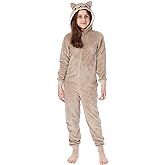 Pusheen The Cat Onesie For Girls | Kids Teens Pink Multi Brown OR Character Options Cat Pajamas | Sherpa Fleece Hood with Zip