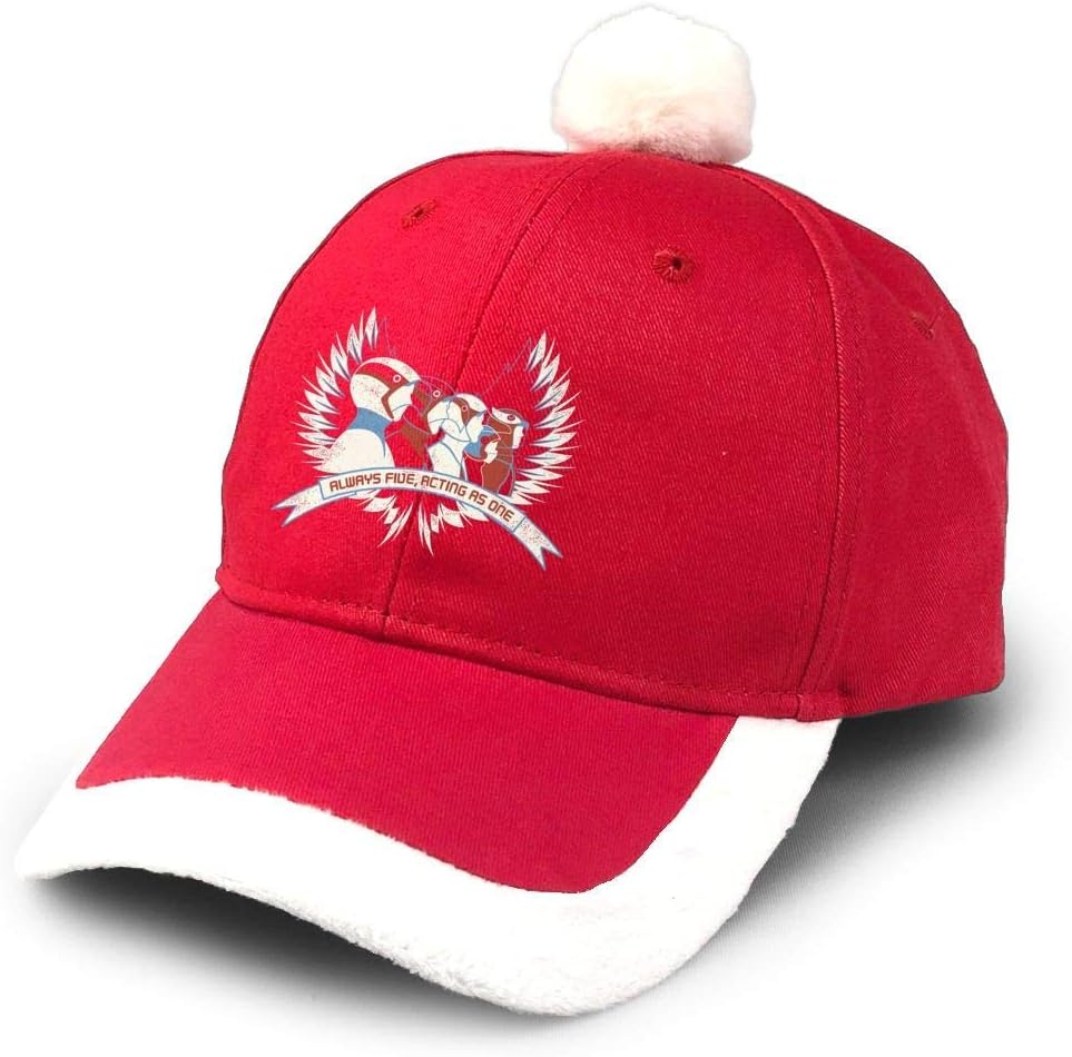 GGdjst Christmas Baseball Cap, Always Five Acting As One Battle of The Planets Science Ninja Team Gatchaman Christmas Hats Red Santa Baseball Cap for Kids Adult Families Celebrate New Year Party