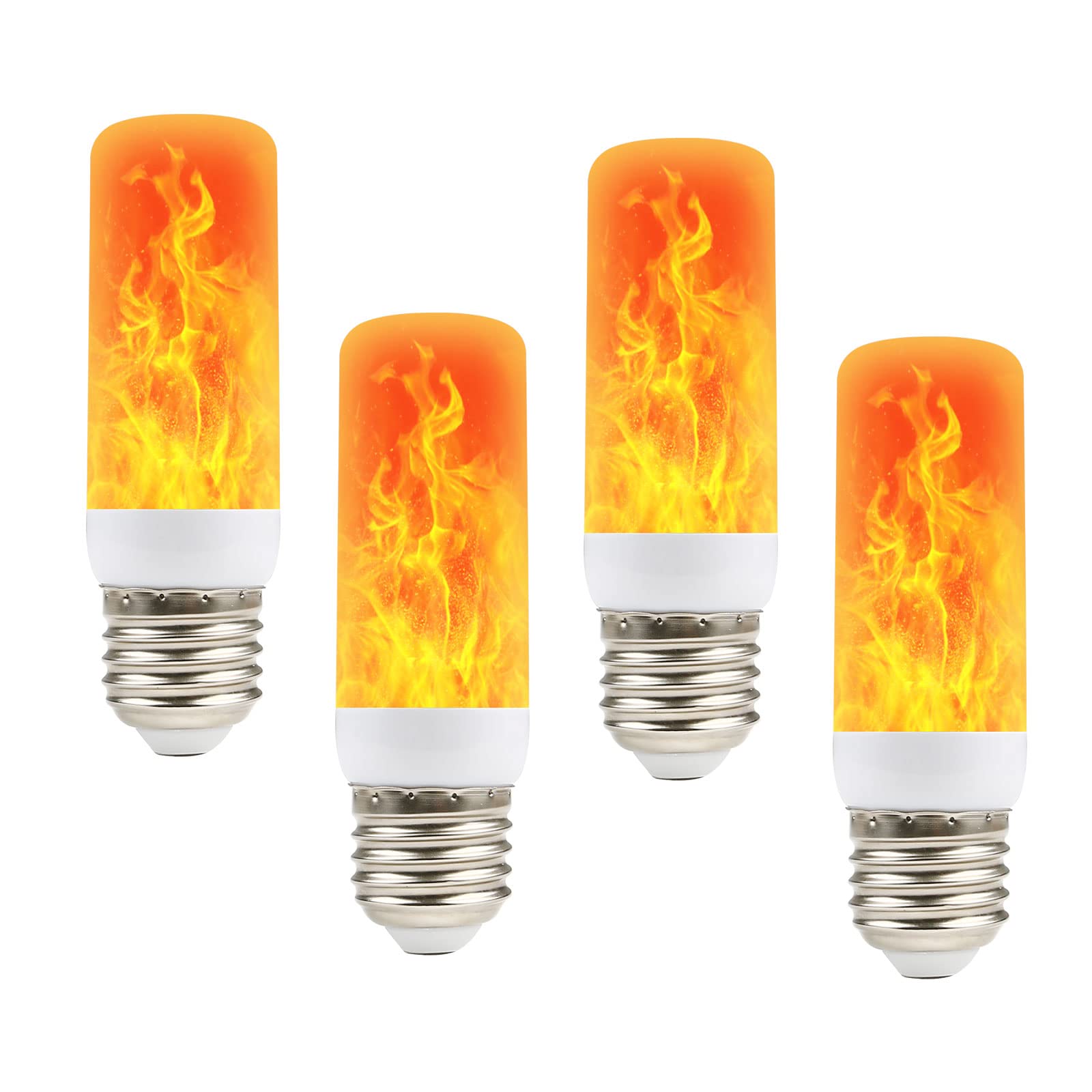 ConBlom Flame Effect Light Bulbs | 4 Lighting Modes LED E27 Flickering Bulbs for Christmas Halloween (4 Pack)