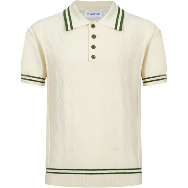 Amazon.com: OXKNIT Men's Knit Polo Jacquard Panel Shirt Short