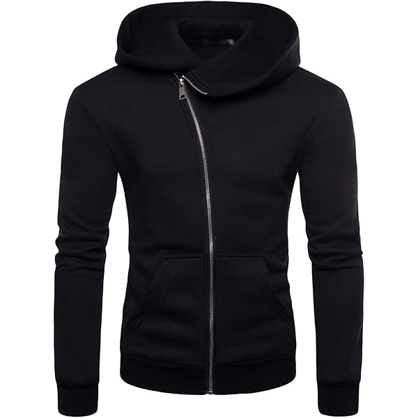 Amazon.com: DGHM-JLMY Men's High Collar Side Zipper Hooded Jacket