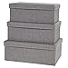 Decorative Storage Boxes with Lids Set of 3 - Fabric Nesting Storage Baskets for Shelves - Closet Organizer Nursery Bins - Gray Stylish Decor Gift Boxes Large/Medium/Small Sizes