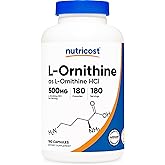 Nutricost L-Ornithine 500mg, 180 Capsules - Non-GMO and Gluten Free
