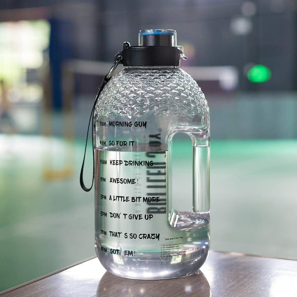 BOTTLED JOY Half Gallon Water Bottle, BPA Free 75oz Large Water Bottle Hydration with Motivational Time Mark Leak-Proof Drinking 2.2L Water Bottle for Camping Workouts and Outdoor : Sports & Outdoors