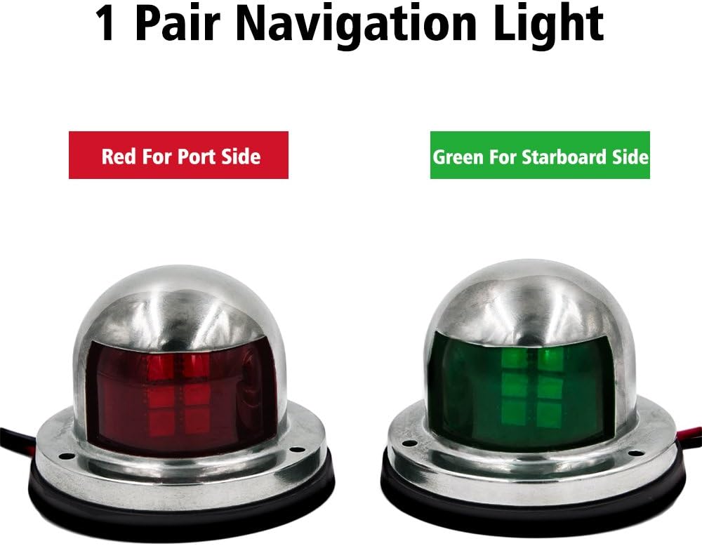 Obcursco LED Navigation Lights Deck Mount, New Marine Sailing Lights for Bow Side, Port, Starboard, Pontoons, Chandlery Boat, Yacht, Skeeter, DC 12V : Sports & Outdoors