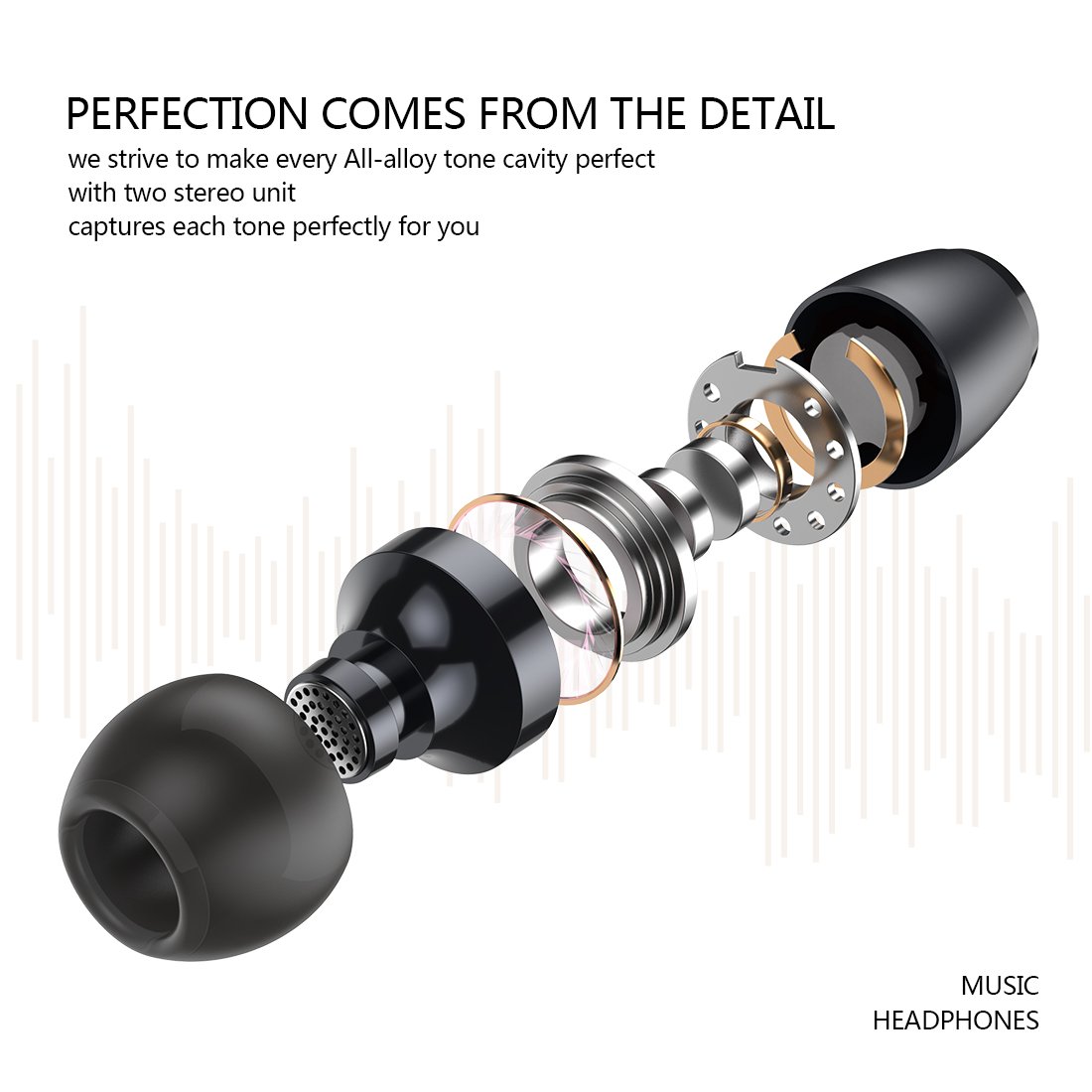 In-Ear Earphones, Humixx, wired earbuds with Mic and Remote Control for iPhone ,Samsung ,Smart Phones, Android, Tablet and Other Compatible Devices, ErgoFit headphones