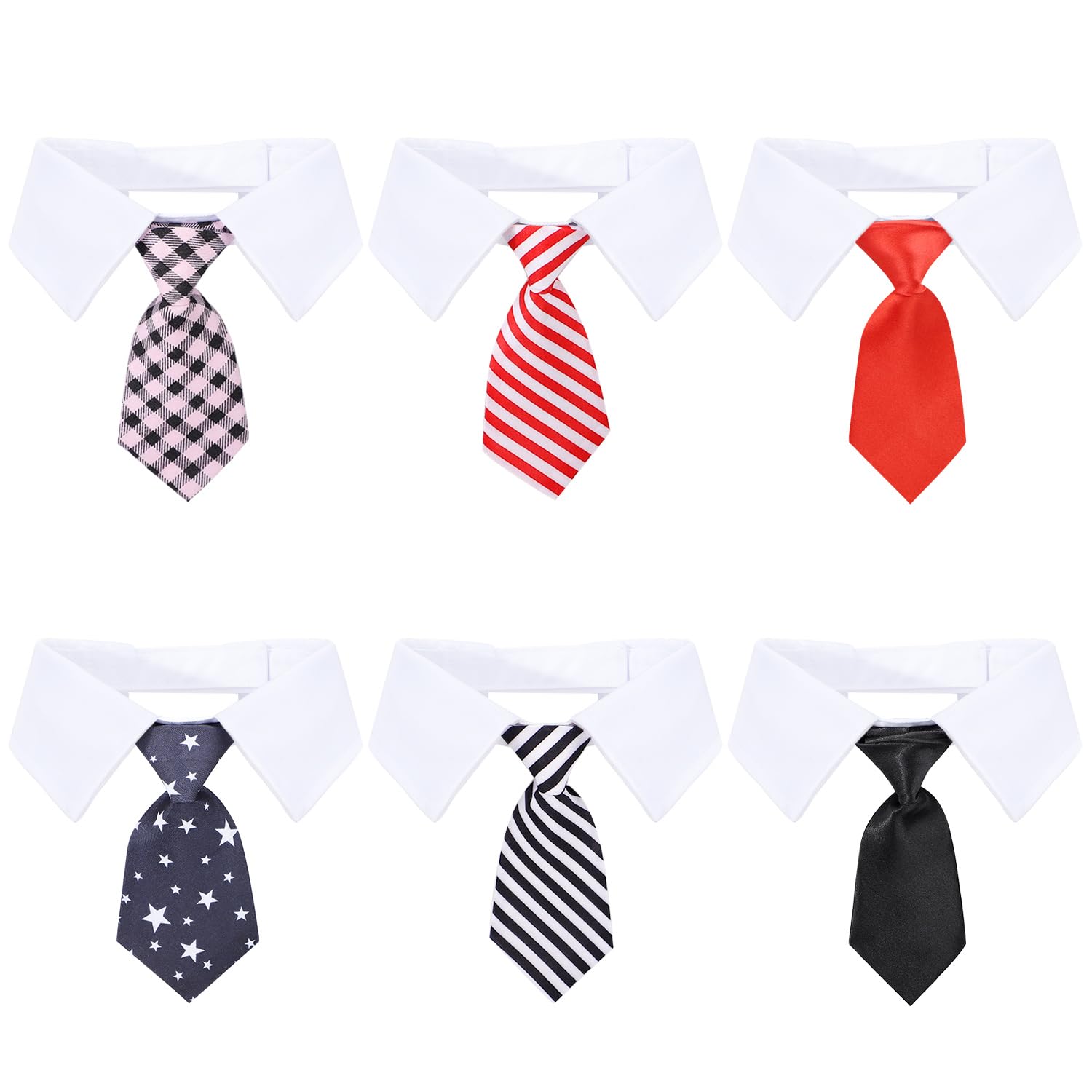 Segarty Dog Necktie, 6 PCS Pets Dog Cat Classic Neck Tie Dog Tuxedo Bow Tie Collar with Black Red Pink Striped Tie, Dog Costumes Bowties for Small Medium Male Boy Dogs Wedding Valentines Suit Groom
