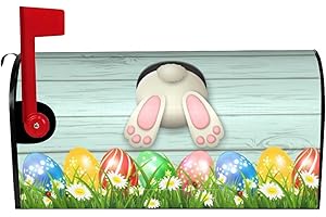 FATTTYCY Easter Bunny Eggs Mailbox Covers Magnetic Standard Size 18" X 21" Daisy Flower Mailbox Cover Decorations Wrap