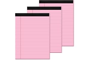MuiAng 3 Pack Pink Legal Pads 8.5 x 11 Inch Pink Note Pads Wide Ruled Pink Notepad 8.5 x 11 Pink Paper Writing Pads 30 Sheets Perforated Notepads with Sturdy Backing for Home, Office, School