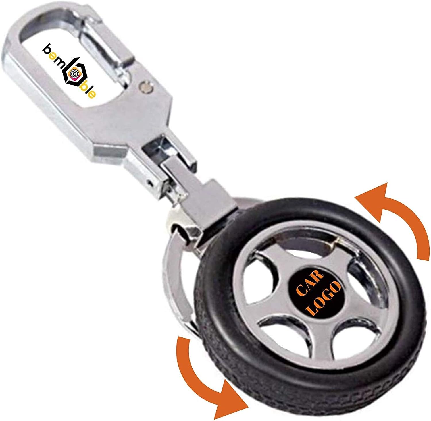 BAMBBLE® Spinning Tyre Rotary Wheel Locking Metal Premium Keychain for