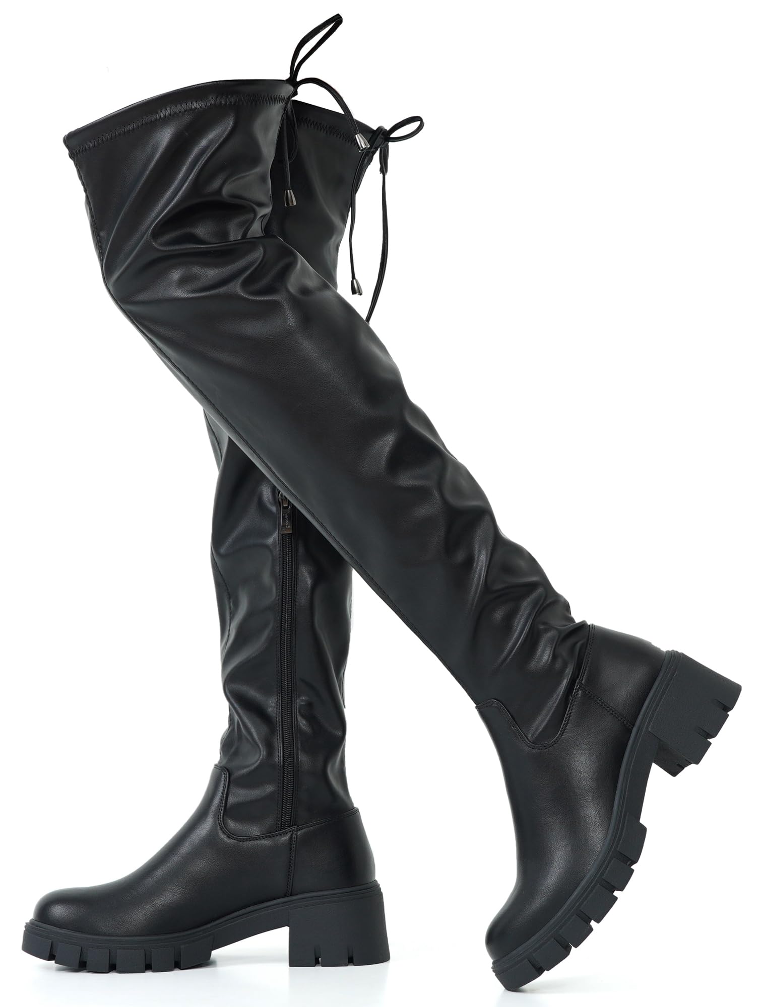 Photo 1 of ***DAMAGE - SEE NOTES/PHOTOS***
Jeossy Women's 990 Over The Knee High Boots Black Pu Platform Thigh High Round Toe Long Boots Size 9(DJY990 blackpu 09)