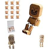 Pniotra Shaking Feet Wooden Doll, Charming Little Handmade Shaking Wooden Man Figurine with 12PCS Magnetic Expressions, Car Dashboard Accessories, Funny Wood Desktop Decor, Portable Creative Gift (A)