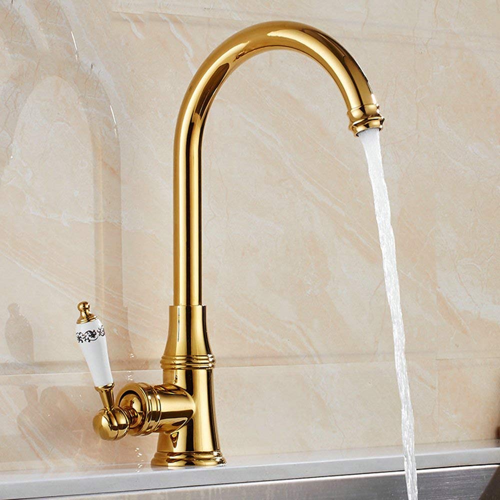 Dorado jruia rústico Cocina Grifo 360 ° giratorio cocina grifo grifo de