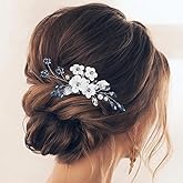 EVILD Blue Rhinestone Hair Comb Flower Wedding Hair Piece Bridal Hair Accessories for Women